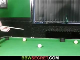 Her BF screws fat strumpet on the pool table