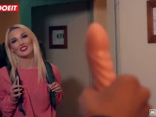 Letsdoeit - Blonde Teen Fucks Plumber in the Bathroom Hostel