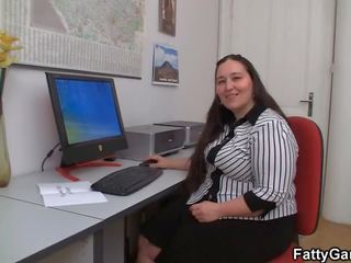 Fucking big belly office damsel on the floor